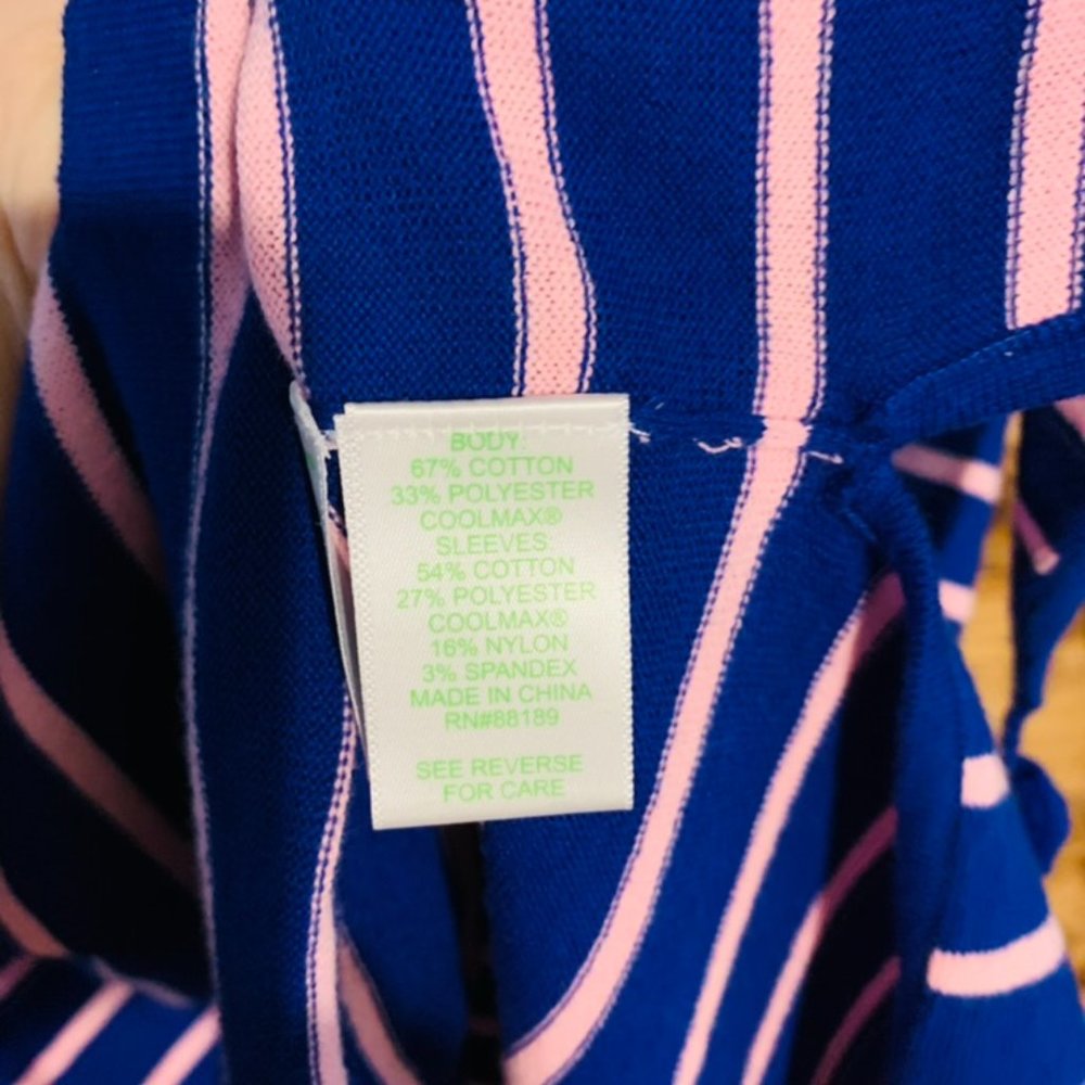 LILLY PULITZER Elba Oversized Poncho Pullover Sweater Blue/Pink Stripe Tasseled - Picture 6 of 6